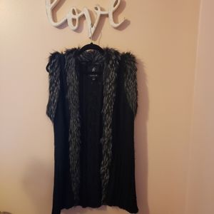 Black Rachel Zoe faux fur trim vest, sz L